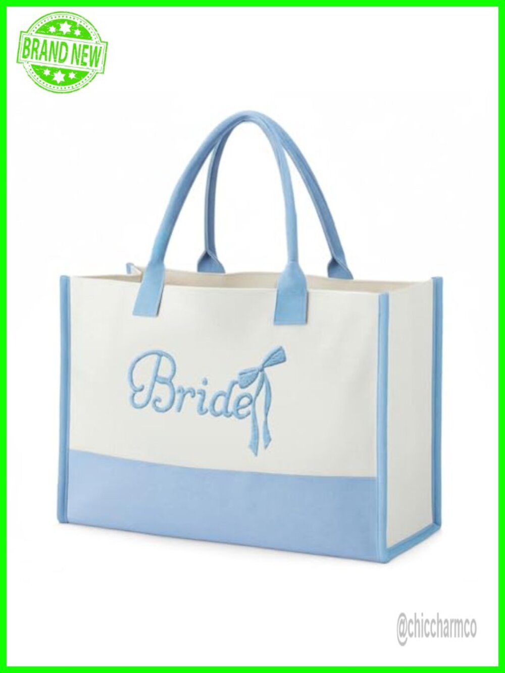 Canvas Bride Tote Bag Embroidered Bow Bridal Shower Wedding Gift